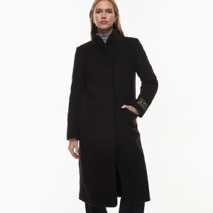 Aritzia  Cocoon Black Long Wool-Blend Trench Coat